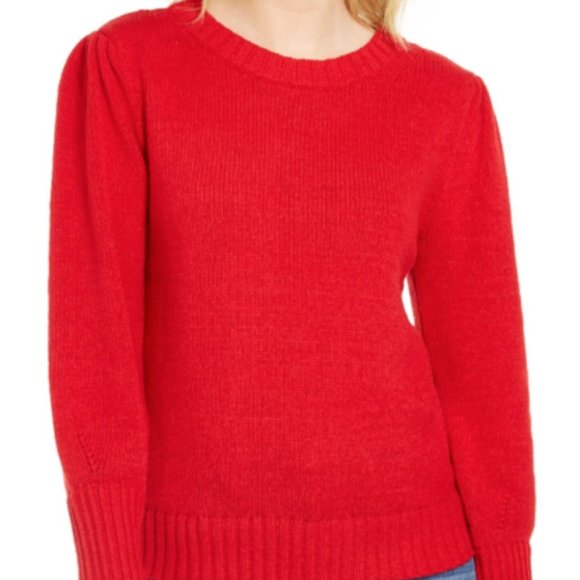 NEW STYLE & CO DARK RED PUFFY SLEEVE SWEATER XL - Picture 2 of 6